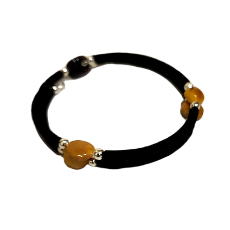 Бархатный браслет с янтарем 671810