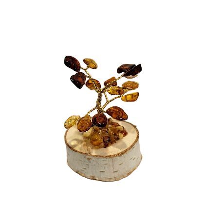 Mazais naudas-dzintara koks uz koka ripas (5 cm) 673206 