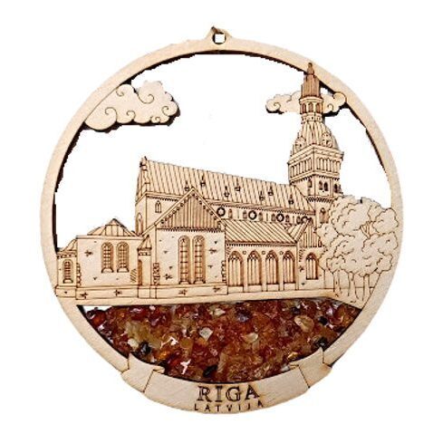 Деревянный витраж с янтарём 671312