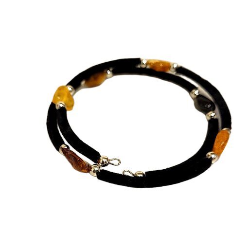 Бархатный браслет с янтарем 671811