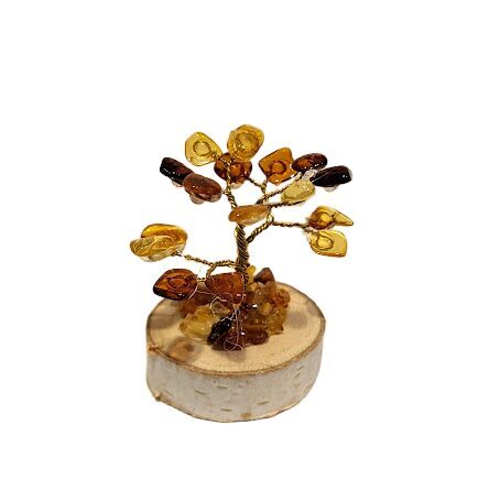 Mazais naudas-dzintara koks uz koka ripas (5 cm) 673207 