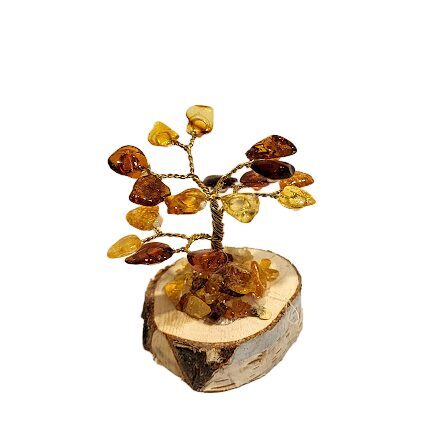 Mazais naudas-dzintara koks uz koka ripas (5 cm) 673208 