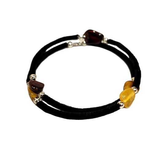Бархатный браслет с янтарем 671813