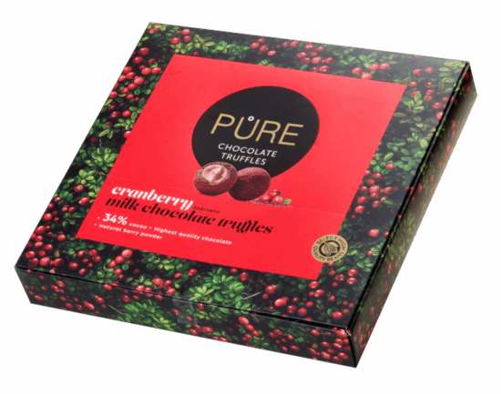 Milk Chocolate Truffles "PURE" with Cranberry Cream and Powder (120 g) 