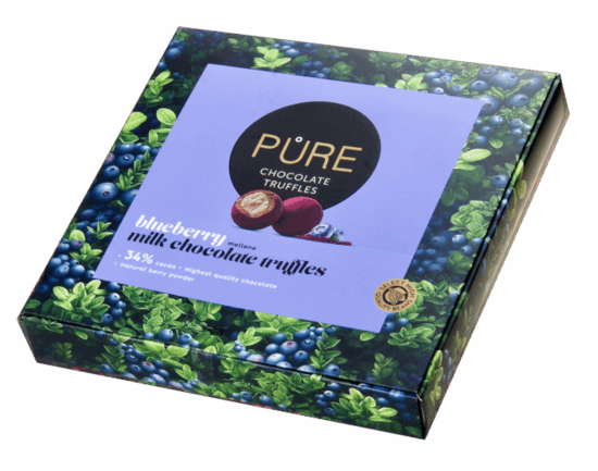 Milk Chocolate Truffles "PURE" with Blueberry Cream and Powder (120 g) 