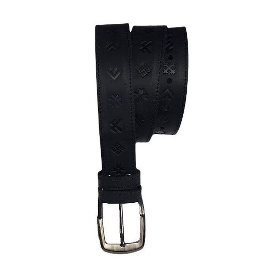 Natural leather belt "7 signs" (black)  