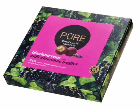 Milk Chocolate Truffles "PURE" with Blackcurrant Cream and Powder (120 g) 