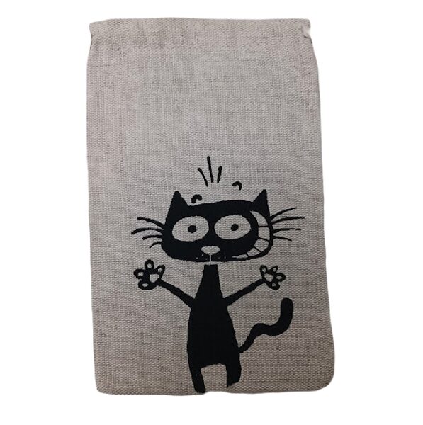 Cloth bag with a cat 11x17cm