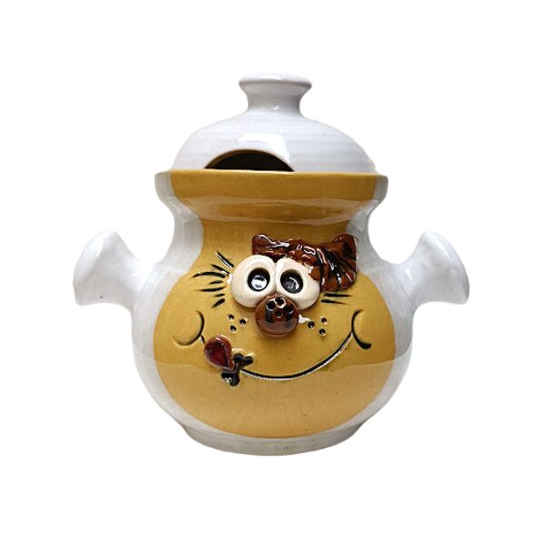 Глиняный горшок с глазками, высокий белый