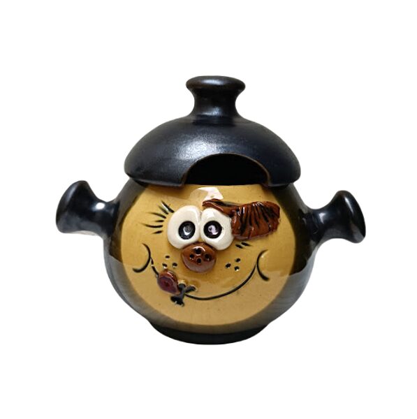 Глиняный горшок с глазками, низкий черный