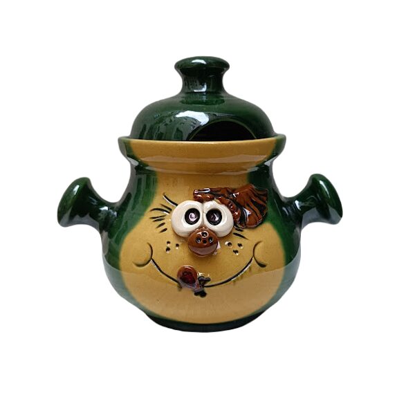 Глиняный горшок с глазками, ярко-зеленый
