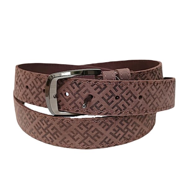 Genuine leather belt "Fire Cross" (brown) - XL