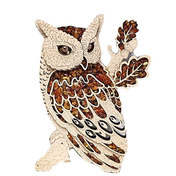 Декор - Сова с янтарем