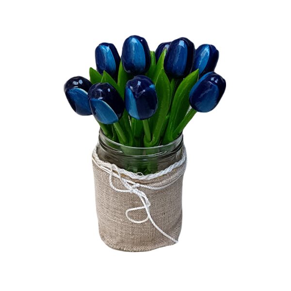 Wooden tulip (blue/white) small
