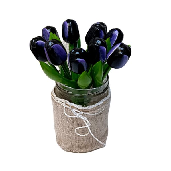 Wooden tulip (eggplant/white) small