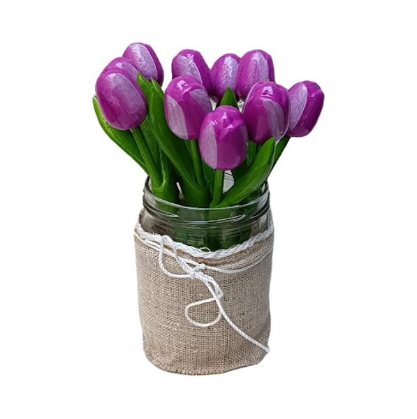 Wooden tulips (purple/white) small