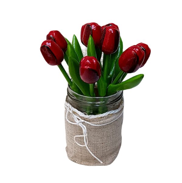 Деревянные тюльпаны (красные/баклажаны) маленькие