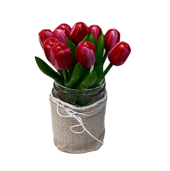 Деревянный тюльпан (красный/белый) маленький