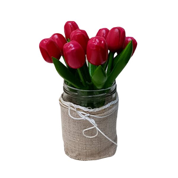 Деревянный тюльпан (розовый/красный) маленький