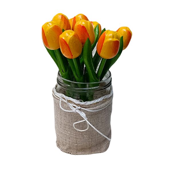 Деревянный тюльпан (желтый/оранжевый) маленький