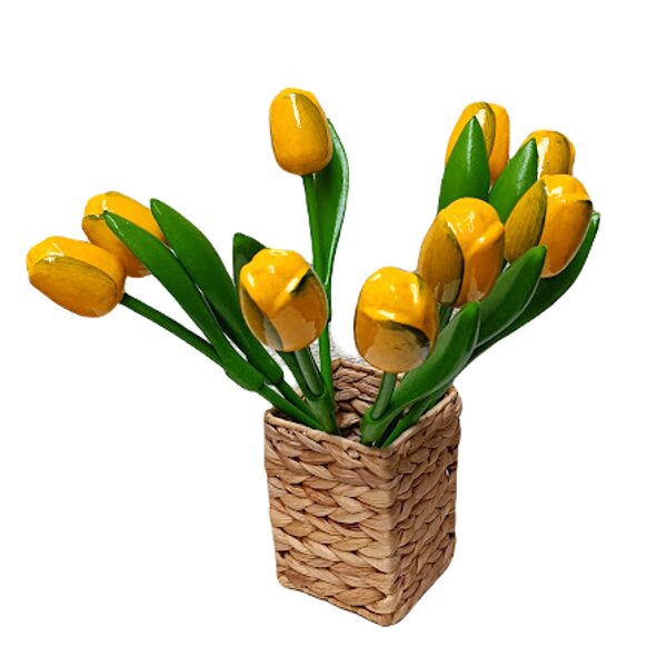 Wooden tulip (yellow/green) large
