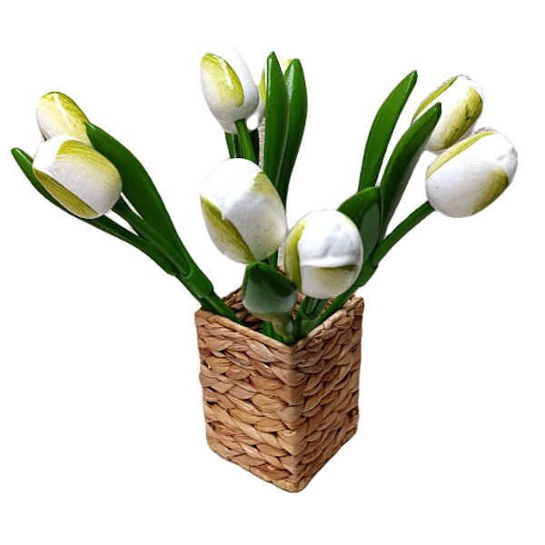Wooden tulip (White/green) large