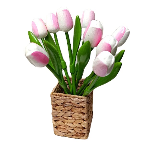 Деревянный тюльпан (белый/розовый) большой