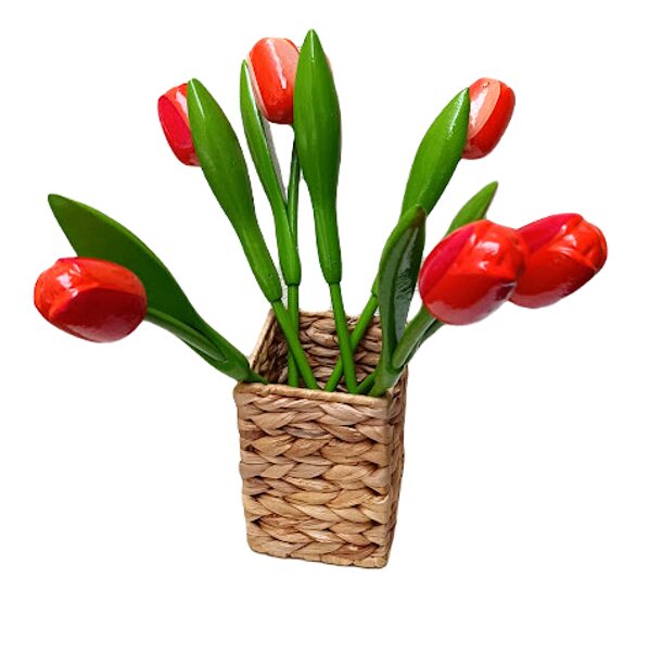 Wooden tulip (orange/red) large