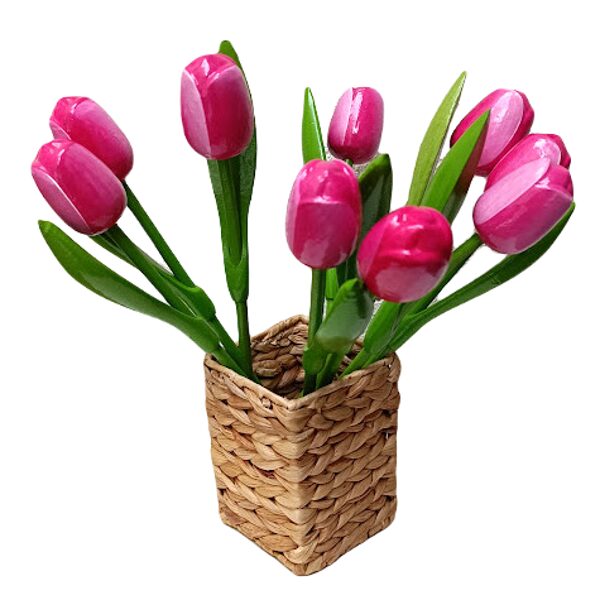 Wooden tulip (pink/white) large