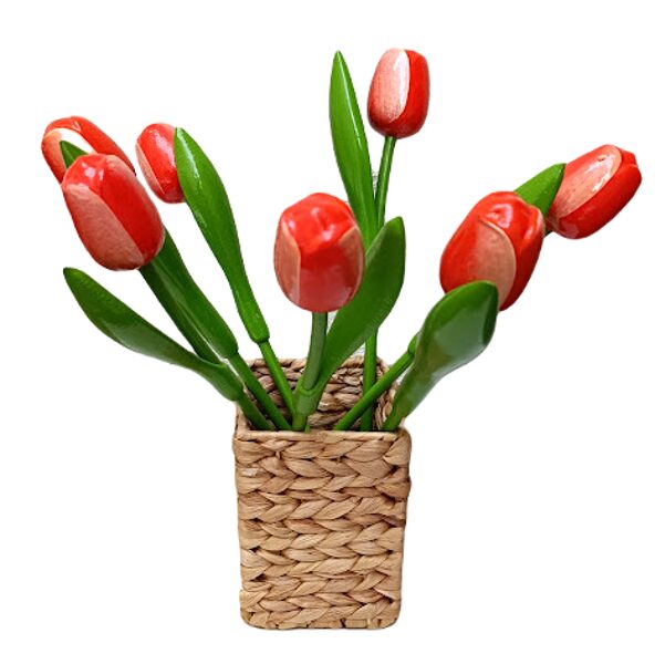 Wooden tulip (orange/white) large