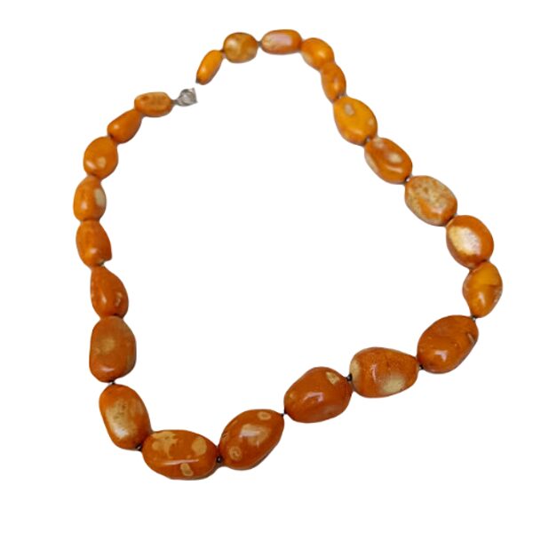 Exclusive Giant Piece Amber Necklace "Sea Pebbles" (62 cm)