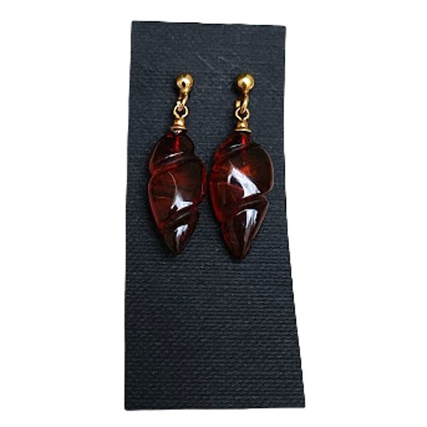 Amber earrings (silver foot covered with gold dust) EVA4
