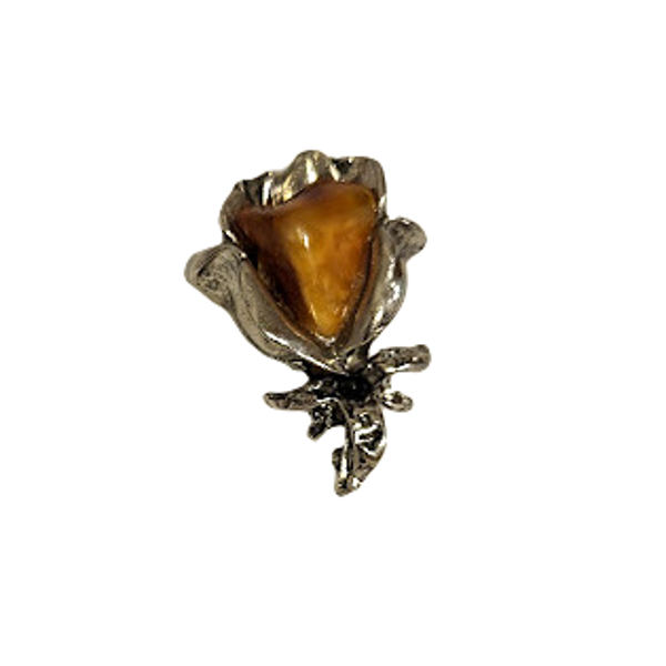 Brooch with amber Rose