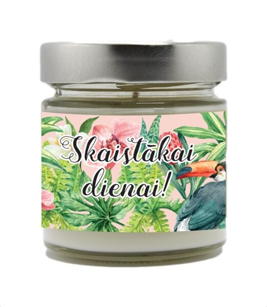 Palm wax candle in a jar with essential oil.