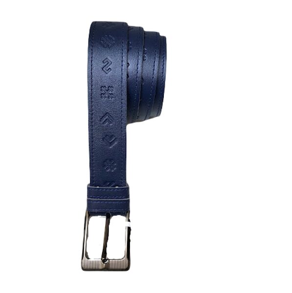 Natural leather belt "7 signs" (dark blue) M
