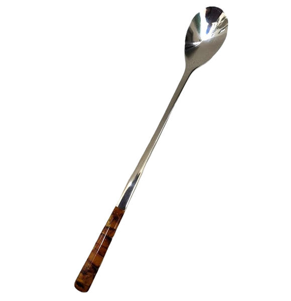 Metal spoon with amber