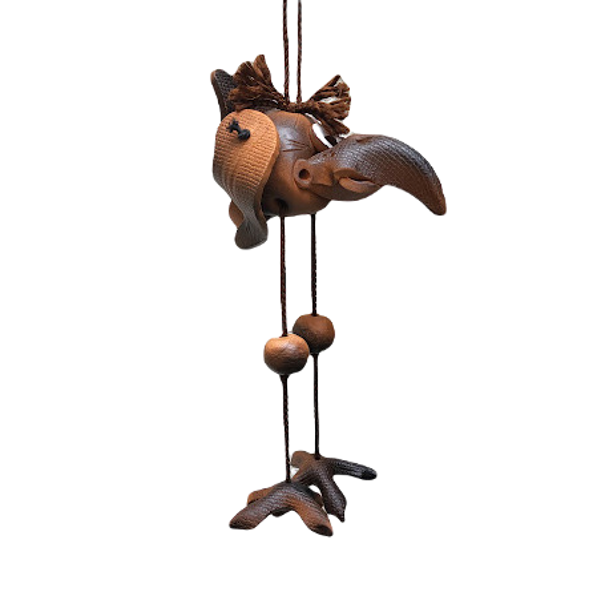 Ceramic hanging figure / wind chime Crow