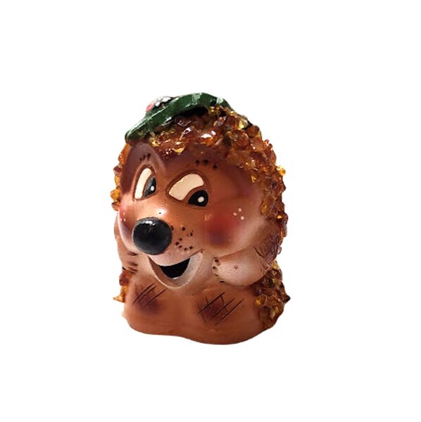Ceramic figure with amber - Hedgehog