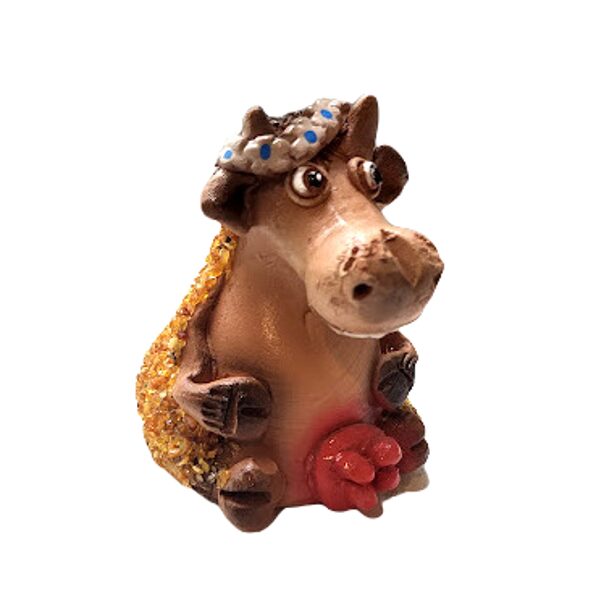 Ceramic figure with amber - Cow