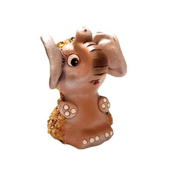 Ceramic figure with amber - Elephant