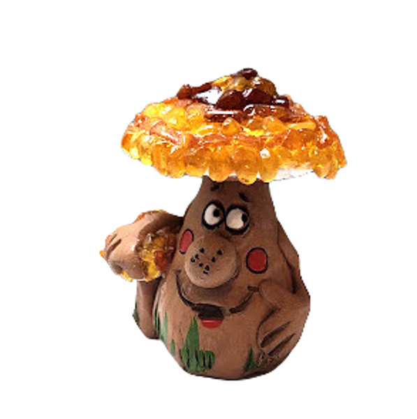 Ceramic figure with amber - Mushroom