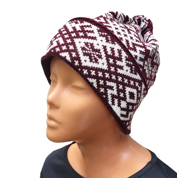 Knitted hat with Latvian patterns 020905