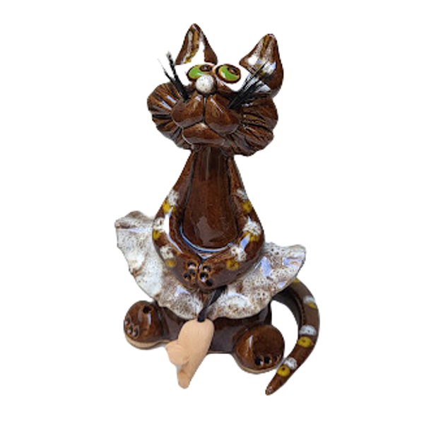 Keramikas figūra Kaķu meitene ar peli 541502