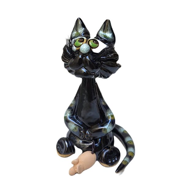 Keramikas figūra Kaķu puisis ar peli 541505