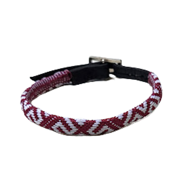 Fabric bracelet with leather fastener RK6