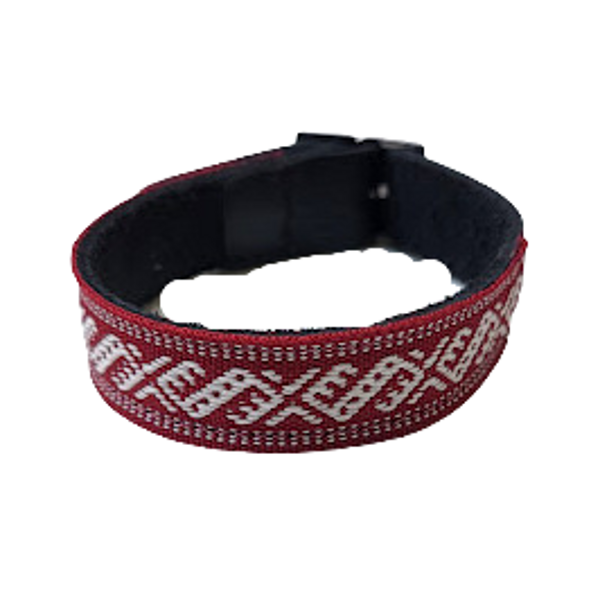 Leather bracelet decorated with ribbon RK10