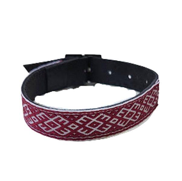 Leather bracelet decorated with ribbon RK11