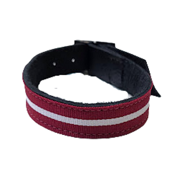 Leather bracelet decorated with ribbon RK12