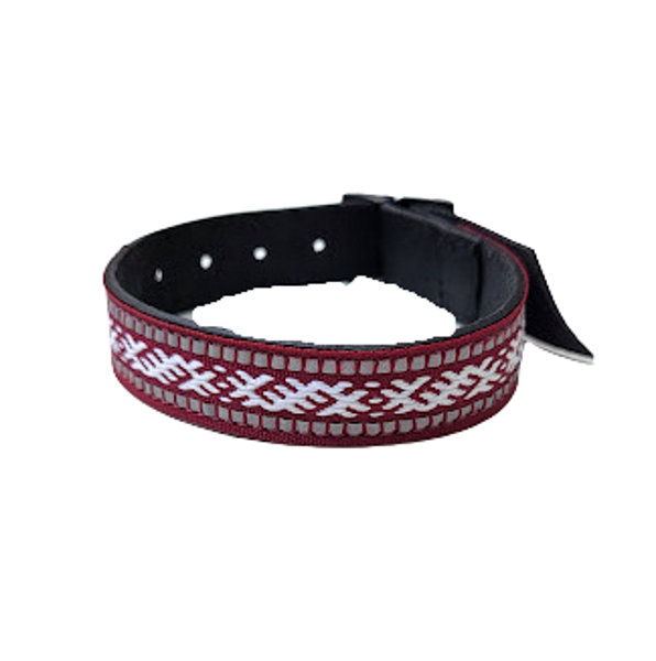 Leather bracelet decorated with ribbon RK15