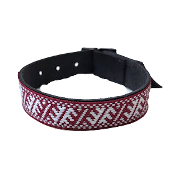 Leather bracelet decorated with ribbon RK16